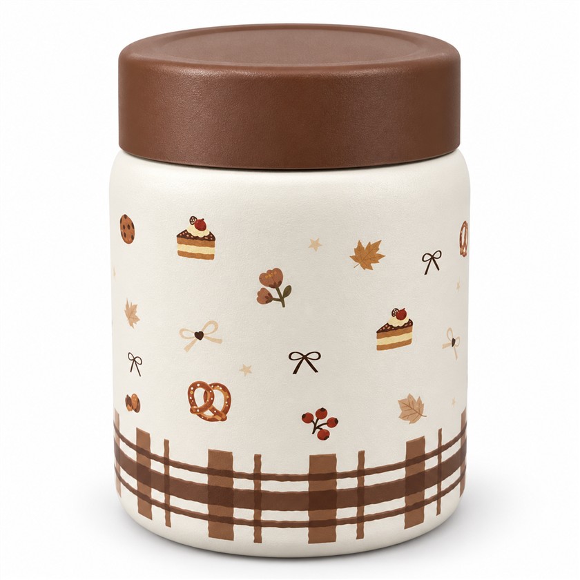 Warm brown dessert-pattern thermal pot